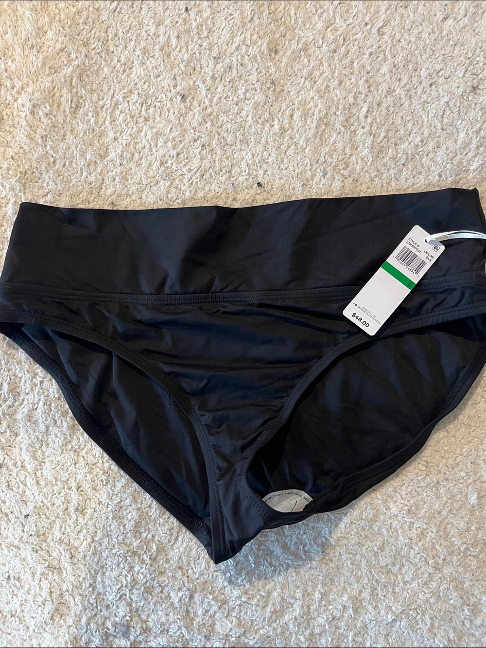 Anne Cole Black Fold-Over Waist Bikini Bottom